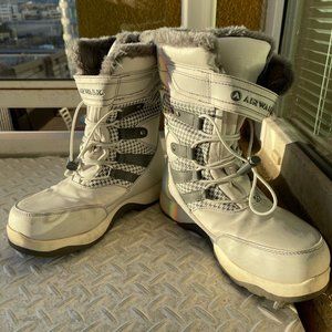 FUZZY HOUNDSTOOTH STYLE FAUX LEATHER SNOW BOOTS